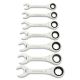 GearWrench 86858 7 Piece 12 Point 90-Tooth SAE Stubby Combination Ratcheting Wrench