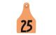 Allflex Global Super Maxi Ear Tag Numbered with Small Male Button (25 Count)-Orange-101 - 125